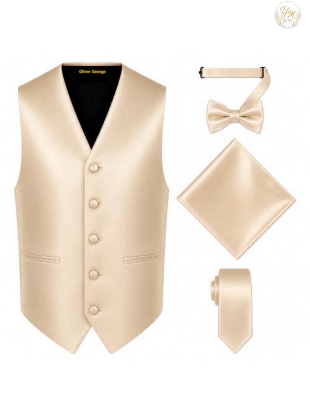 4pc Men's Formal Vest Set Waistcoat Necktie Bowtie Pocket Square Suit Tuxedo